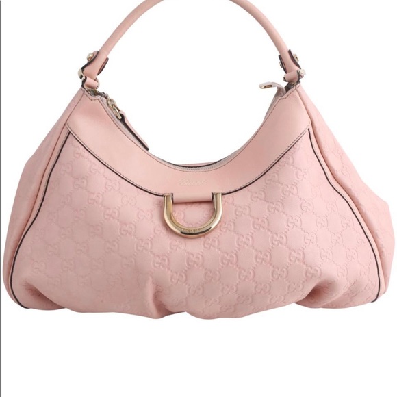 Guccissima Ring Large Pink Leather Hobo Bag